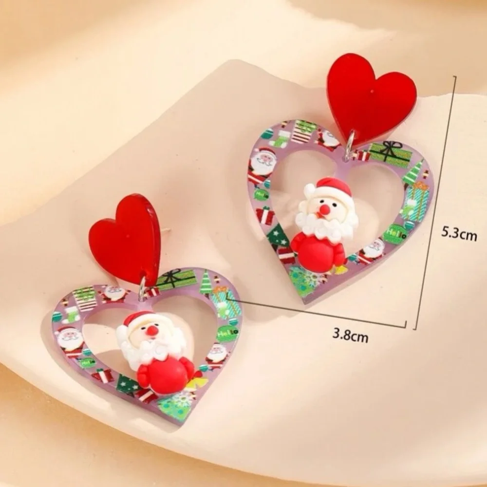 Merry Christmas🎅🏼💖🎄✨Santa Baby Heart Dangle Drop Earrings - Picture 5 of 5